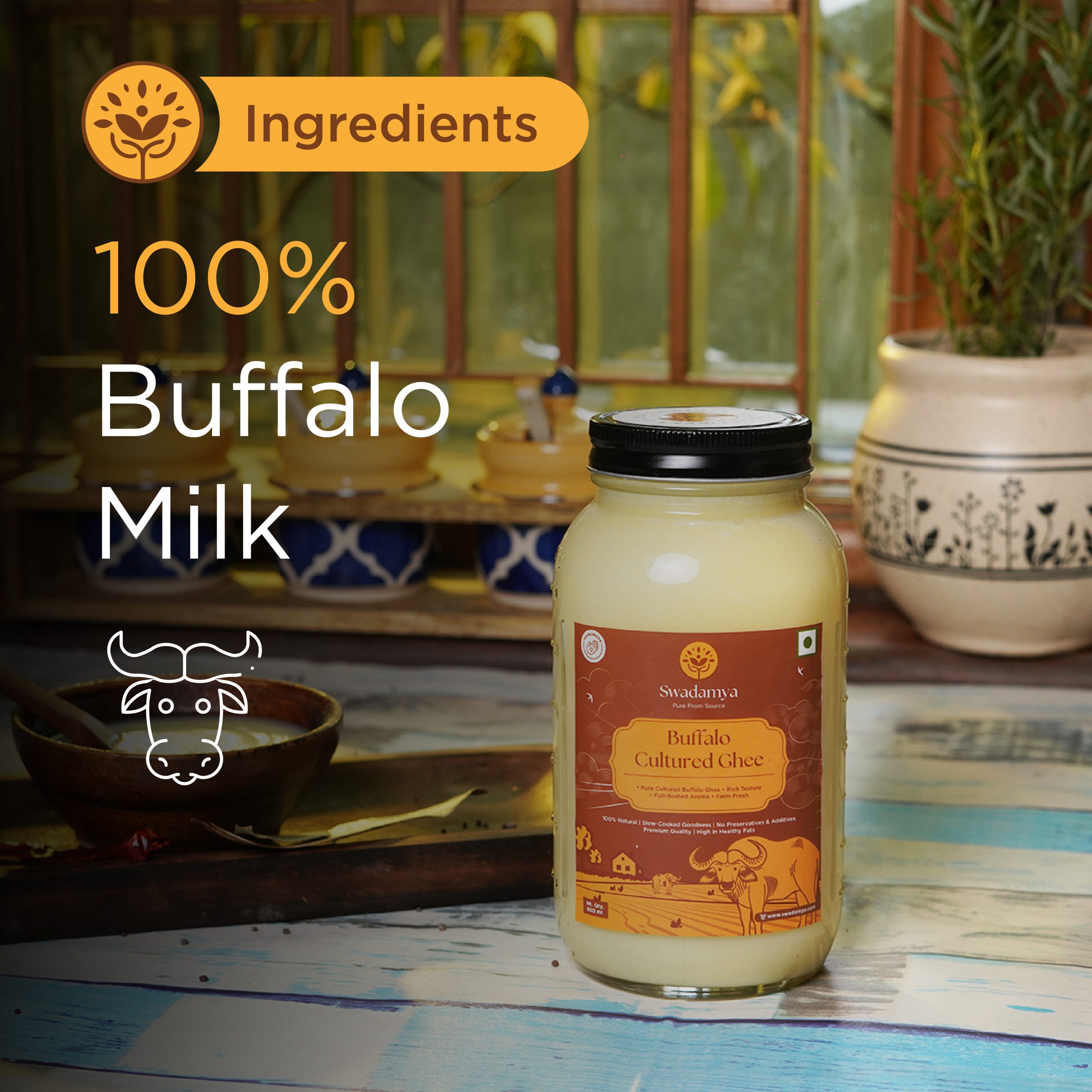 Buffalo Cultured Ghee 850 ML - Image 3