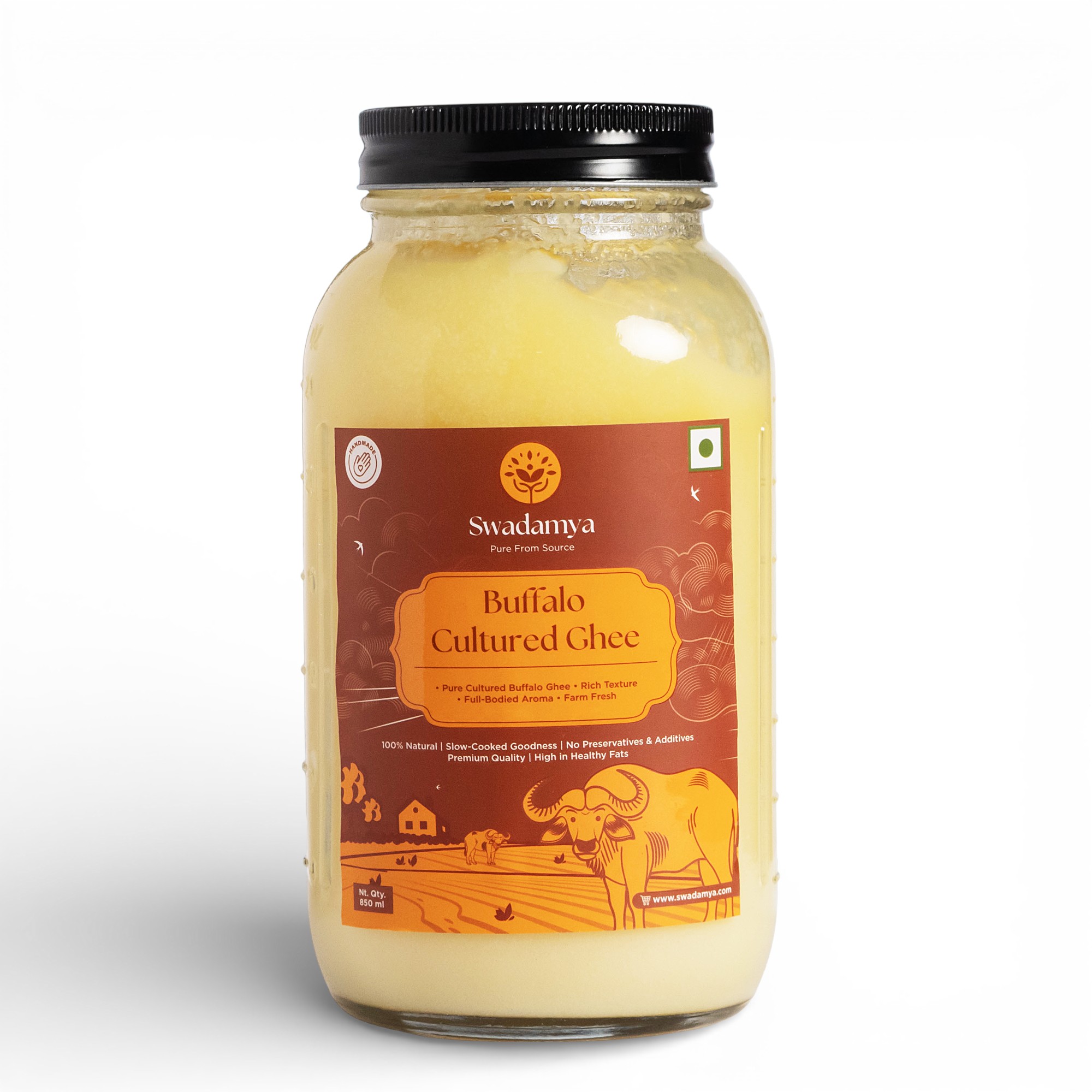 Swadamya Buffalo Cultured Ghee 850 ML