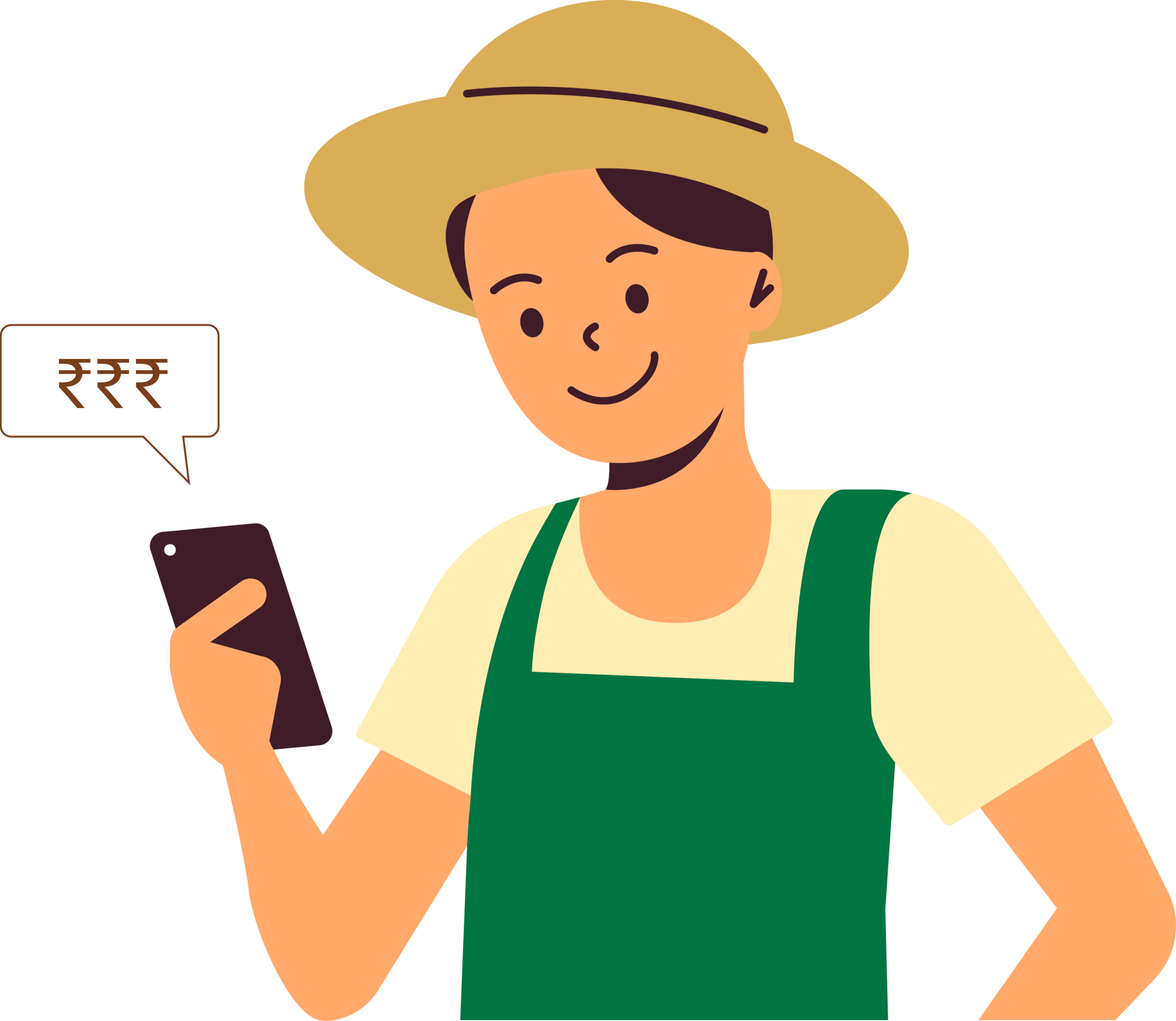 Illustration of person watching its phone for money