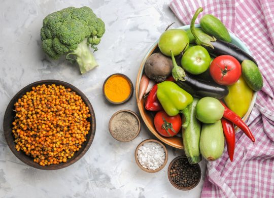 Raw vegetables with seeds